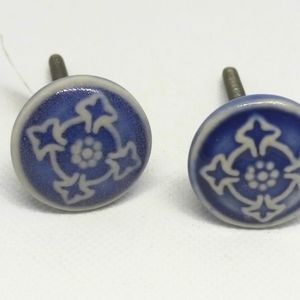 Blue Floral Drawer Pull Lot of 2 NEW Country Antique Look Victorian